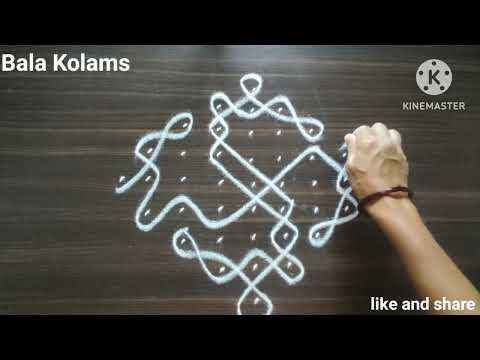 Easy sikku kolam with dots|9*1 dot sikku kolam|Creative sikku kolam|#Bala Kolams|