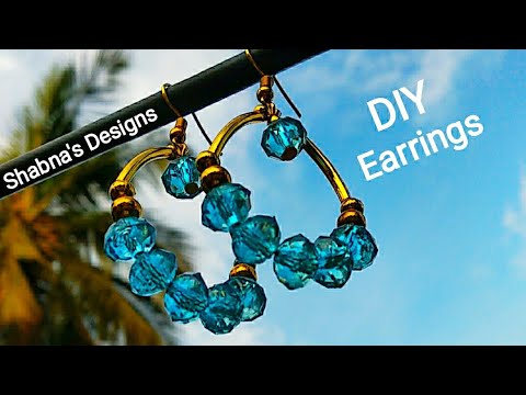 Earrings DIY | Jewellery Making At Home | How To Make Crystal Earrings | Malayalam| Shabna's Designs