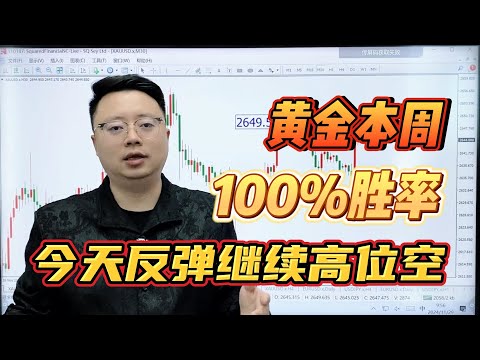 黄金本周100%胜率！今天下跌趋势不变，反弹继续高位空！【外汇策略分析】