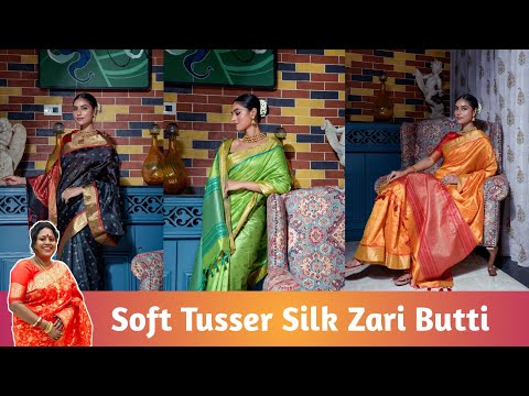 Soft Tusser Silk Zari Buti Saree | Premium Quality Light Weight Saree | SUJATA'S COLLECTION