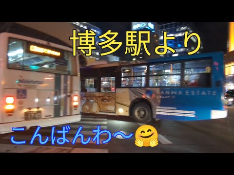 【バスが行き交う夜の博多駅】心癒される夜景スポット🤗7−5