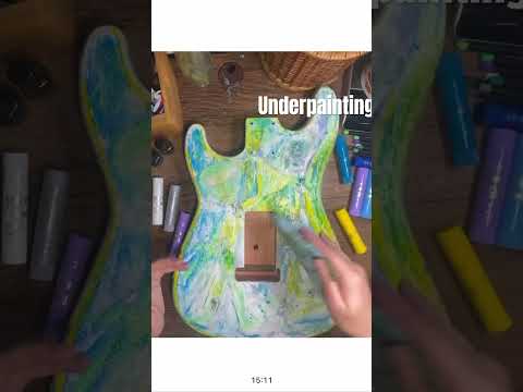 Custom Art on a Kit Guitar Process | Intergalactic Sock Hop - Underpainting #alienart #guitarart