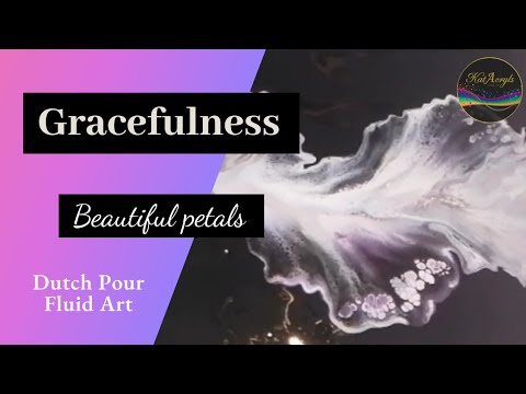 {8} 'Gracefulness' ~ Beautiful petals ~ Black&White Dutch Pour with silver and interference pink 🤍🖤🤍