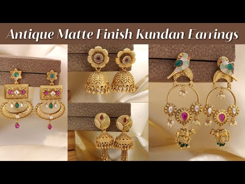 Antique Matte Finish Kundan Earrings Online Shopping - Matte Finish Earrings with Price