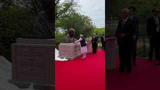 PM Modi unveils a bust of Mahatma Gandhi in Hiroshima, Japan