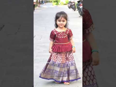 #cute little princess👸 in Banarasi silk skirt n Aari work tops #handcrafted tops #festival #shop