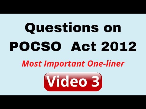 POCSO Act 2012/objective types Questions/One-liner Questions/ Video 3