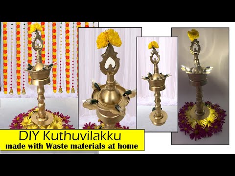 DIY Pooja Kuthuvilakku with Lights l l How to make Kuthuvilakku only with waste materials at home