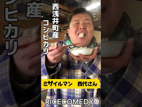 西浅井町産【コシヒカリ】を　お笑い芸人ミサイルマン　西代さんが食べてます🍚美味そー‼️RICEISCOMEDY®︎#shorts #short