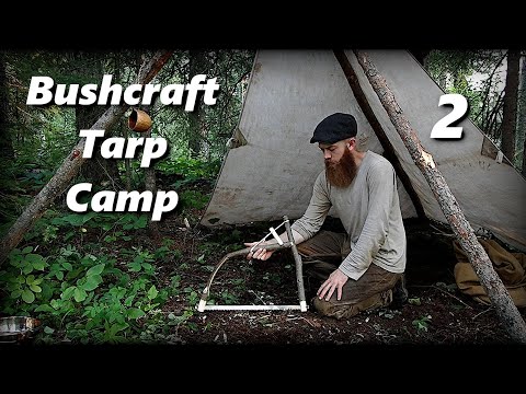 Bushcraft Tarp Camp (2/5) - Carving a Two-Piece Bow Saw