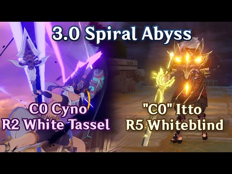 C0 Cyno R2 White Tassel + "C0" Itto R5 Whiteblind | 3.0 Abyss | 9 Stars Continuous