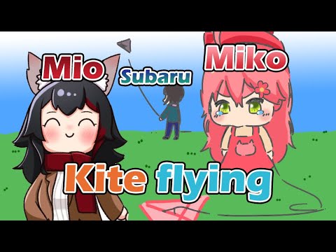 Miko couldn't fly a kite even if her life depended on it w/ Subaru Mio [hololive/ENG Sub]