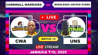 Cornwall Warriors vs Middlesex United Stars T10 Live Cricket | Jamaica T10 English Commentary