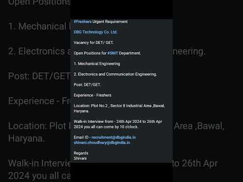 posted 23/04/2024 #fresher #fresherjobs #jobs #vacancy #2024 #engineering #technical #mechanical