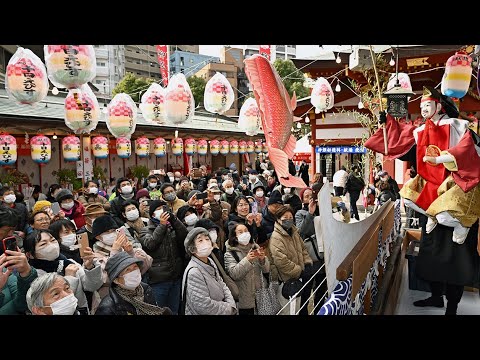 にこにこえびす顔で過ごせますように　神戸の柳原蛭子神社で宵えびす　商売繁盛、家内安全を願う