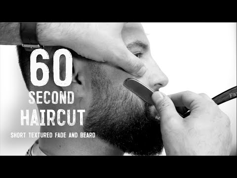 60 SECOND HAIRCUT  - Short textured fade with a beard trim