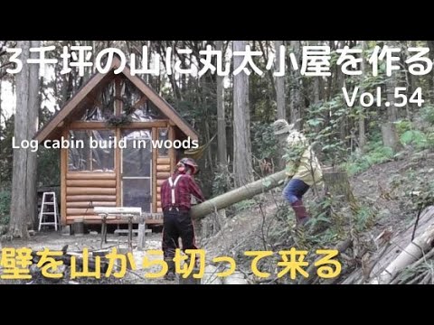 山を開拓して丸太小屋を作る Vol.54 山から壁を切って来る　はらちんさんが来た