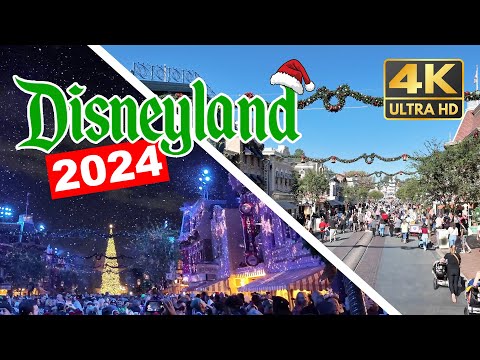 Main Street U.S.A. Christmas at Disneyland | Omnibus Daytime Ride & Nighttime Snowfall [4K]