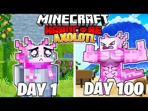 I Survived 100 DAYS as an AXOLOTL in HARDCORE Minecraft!