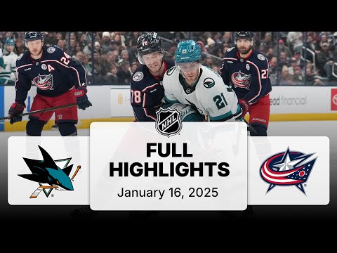 NHL Highlights | Sharks vs. Blue Jackets | January 16, 2025