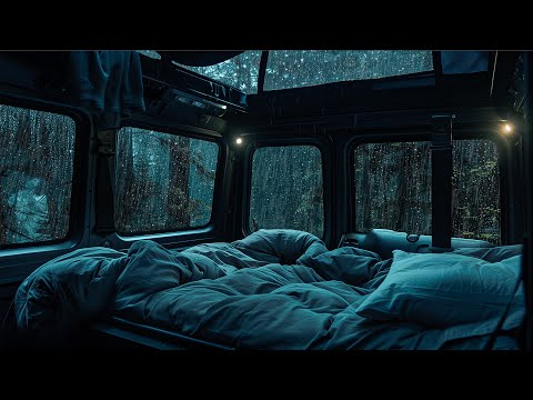 10 Hours⚡️Rainy Escape ASMR: Van with Forest View for Stress Relief & Sleep Aid