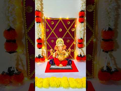 Ganapati Decoration Idea 2024 at home #ganapatidecoration #shorts #ganapati #ganesha #diy #backdrop