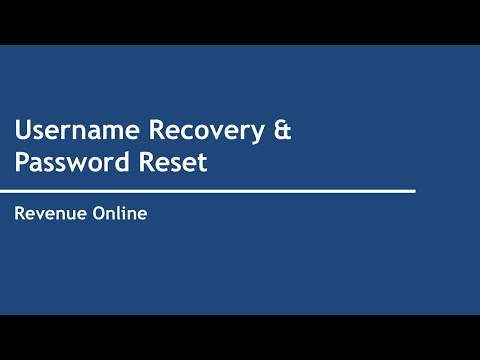 Username Recovery & Password Reset in Revenue Online