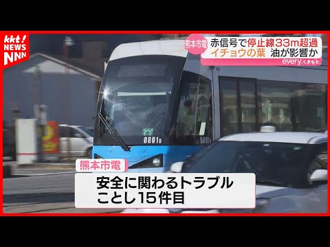 【イチョウの油で滑走】熊本市電が赤信号で停止線33m越え横断歩道を通過 運転士は報告せず…