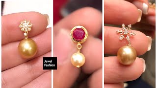 Latest Gold Pearl Drop Earrings Designs// Pearl Earrings Designs