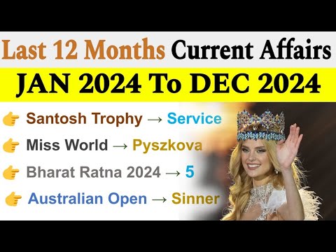 JAN To DEC 2024 Current Affairs Marathon | Jan to Dec 2024 Full Year Revision | Current Affairs 2024