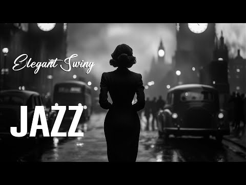 Elegant Swing Jazz 🎷 Classic Cars on a Rainy Night in 1930s-1940s London | Vintage Music & Nostalgia