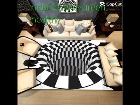 3D Vortex Carpet Black White Grid Bottomless Hole Illusion Rug #3D#rug#carpet#home#shopping#foryou