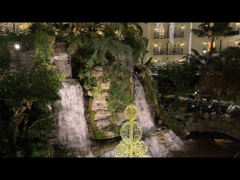 Huge Hotel - These Waterfalls are Indoors! Gaylord Opryland - Cascades Section of Hotel - Christmas