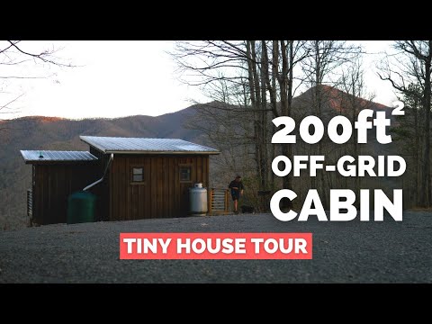 200-sqft Off-Grid Cabin in the Mountains | Tiny House Tour