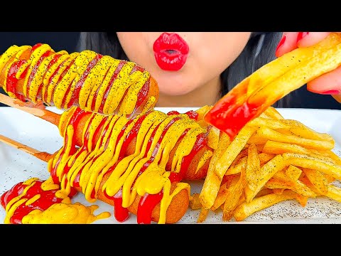 ASMR CORN DOG AND FRIES