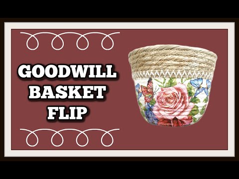 Goodwill Basket Transformed With A Temu Napkin Decoupage Design!