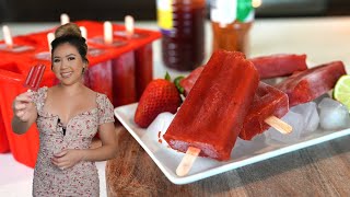 How to Make the Best STRAWBERRY MEXICAN POPSICLES with Chamoy and Tajin | PALETAS de PICAFRESA