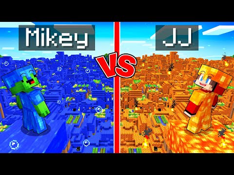 Mikey WATER vs JJ LAVA Village Survival Battle in Minecraft (Maizen)