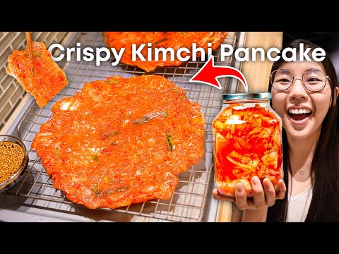 CRISPY Kimchi Pancake 🔥 (TRENDING Korean Vegan Kimchijeon!)