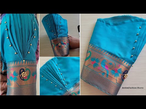 Beautiful designer paithani blouse puff sleeve design | Simple and easy method of stitching