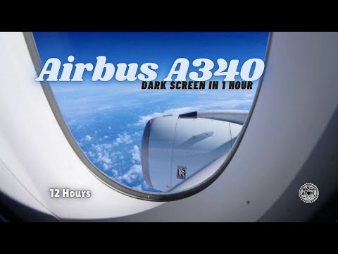 Airbus A340 in Flight ⨀ 12 Hours of Calming Airplane White Noise for Sleep