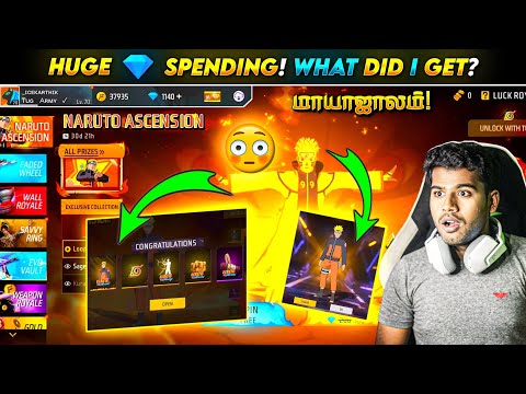 FREE FIRE NARUTO SPINS IN TAMIL🥶 MY BIGGEST SPENDING EVER 💎⚡| NARUTO EVENT FREEFIRE IN TAMIL