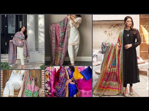 Graceful heavy dupatta with simple suits|| colorful dupatta designs|| simple suits ||