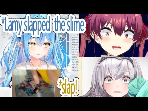 Lamy gave Noel and Marine her slime, Noel was excited, and Marine was acting like a child