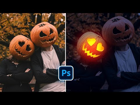 How to Glow carved pumpkin using Photoshop 2025