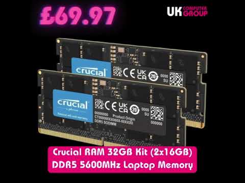 Crucial RAM 32GB Kit (2x16GB) DDR5 5600MHz Laptop Memory was £127.99 now £69.97 👇🔥🔥🔥