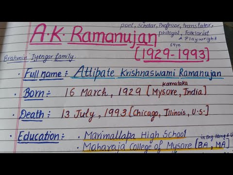 A.K Ramanujan | Biography and Works | Master Cadre English #ugcnet #tgt #pgt #mastercadre