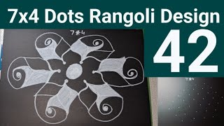 marker art / dot rangoli / dot kolam / 7*4 dot rangoli / rose rangoli design/ easy rangoli /rangoli