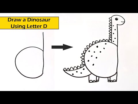 Learn to draw dinosaur using letter D l l Easy Step by Step drawing