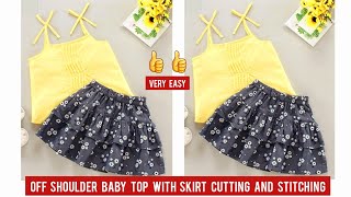 Baby Top With Skirt Cutting and Stitching/3-4 Year Baby Dress Design | DIY